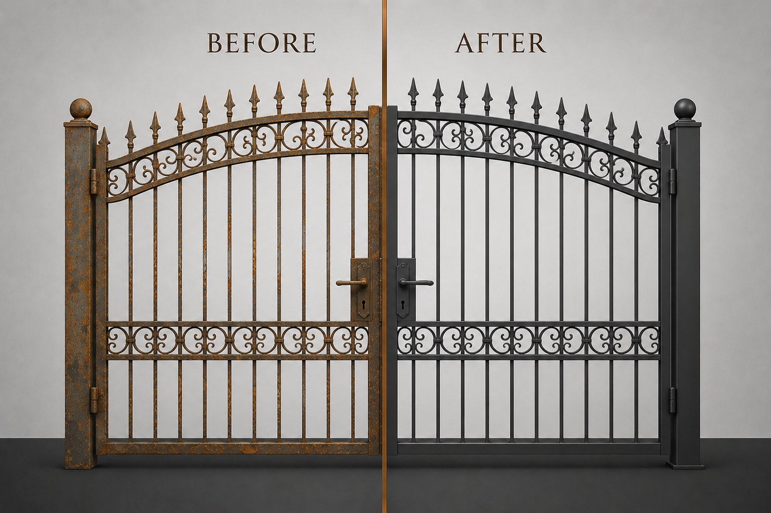 Metal gate before and after laser cleaning