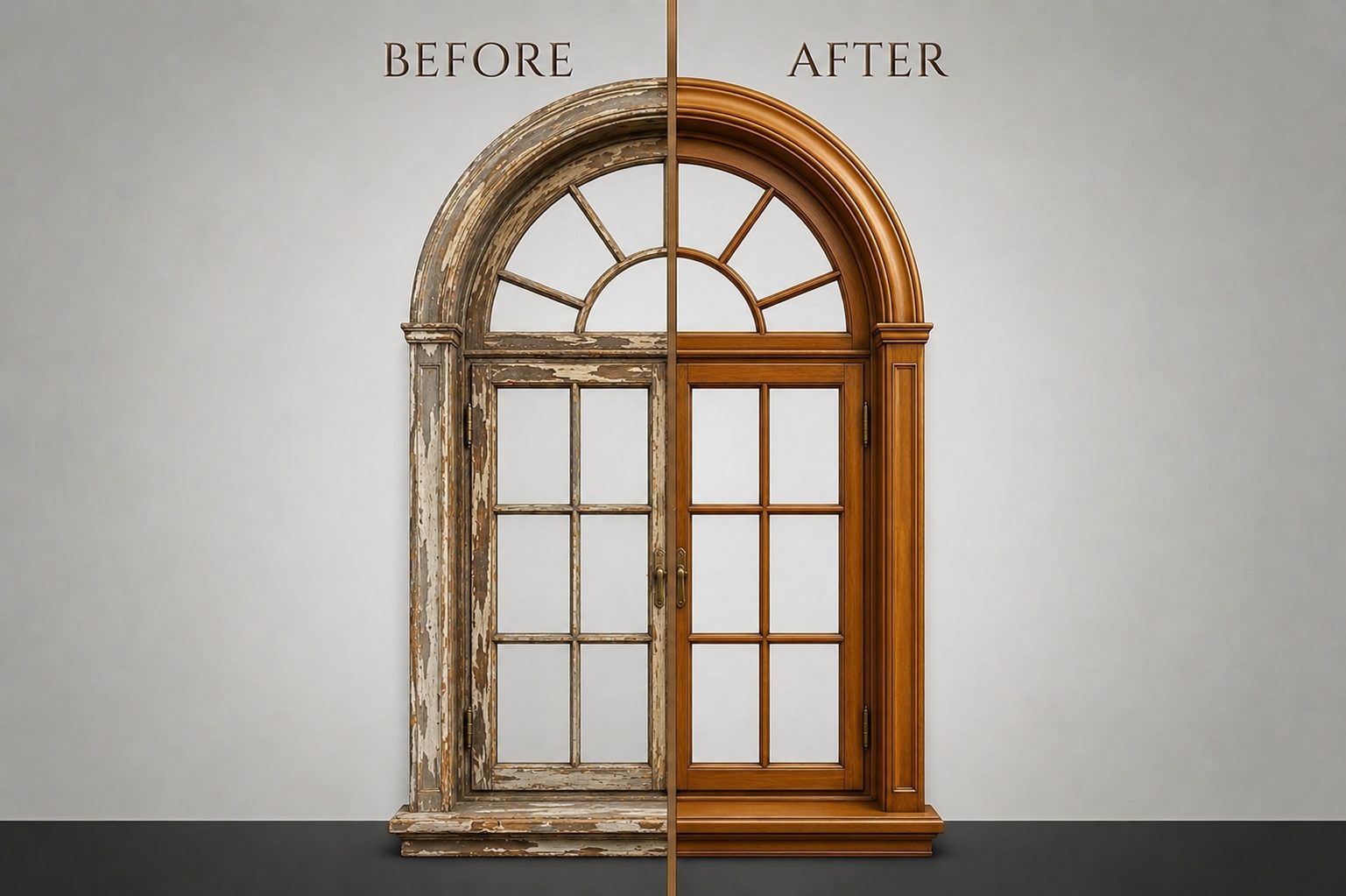 Wood restoration before and after laser cleaning